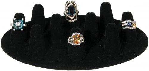 Oval 10 finger ring display - Black velvet